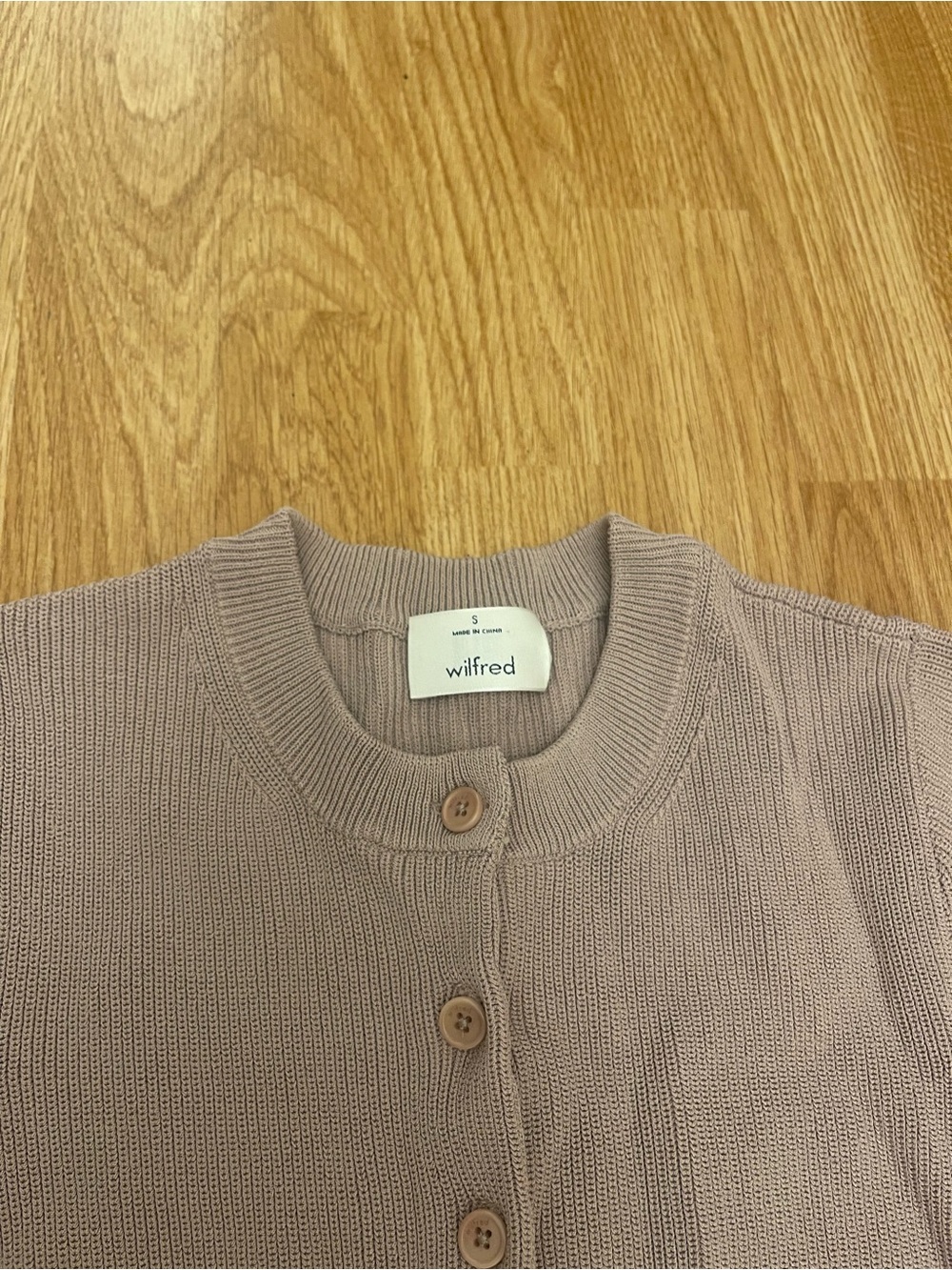 Wilfred Mauve Button-Front Knit Cardigan